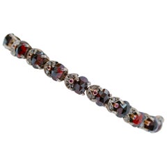 Garnets, Rubies, Diamonds, Rose Gold and Silver Retrò Bracelet.