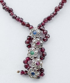 Garnets, Emeralds, Rubies, Sapphires, Diamonds, Retrò Necklace
