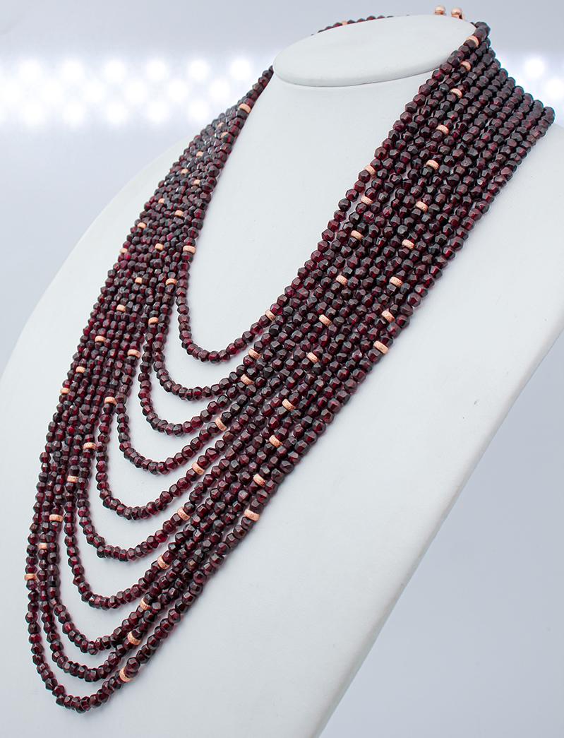 Retro Garnets, Multi-Strands Necklace