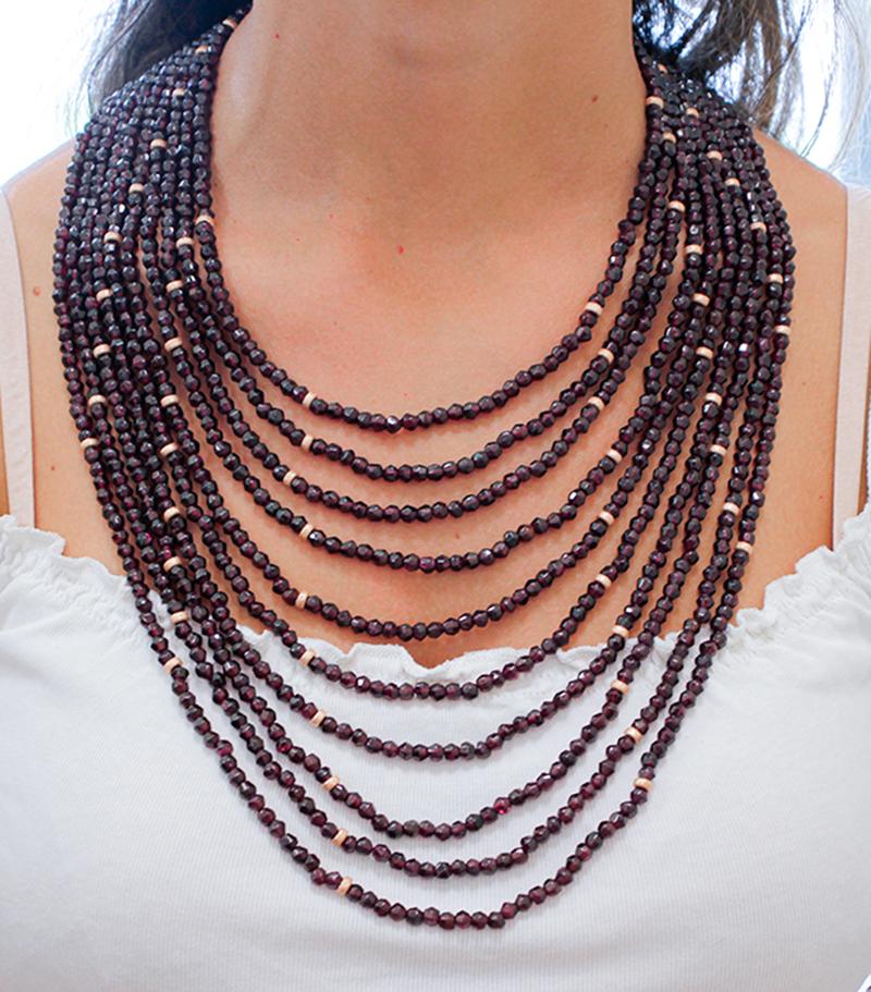 Women's Garnets, Multi-Strands Necklace