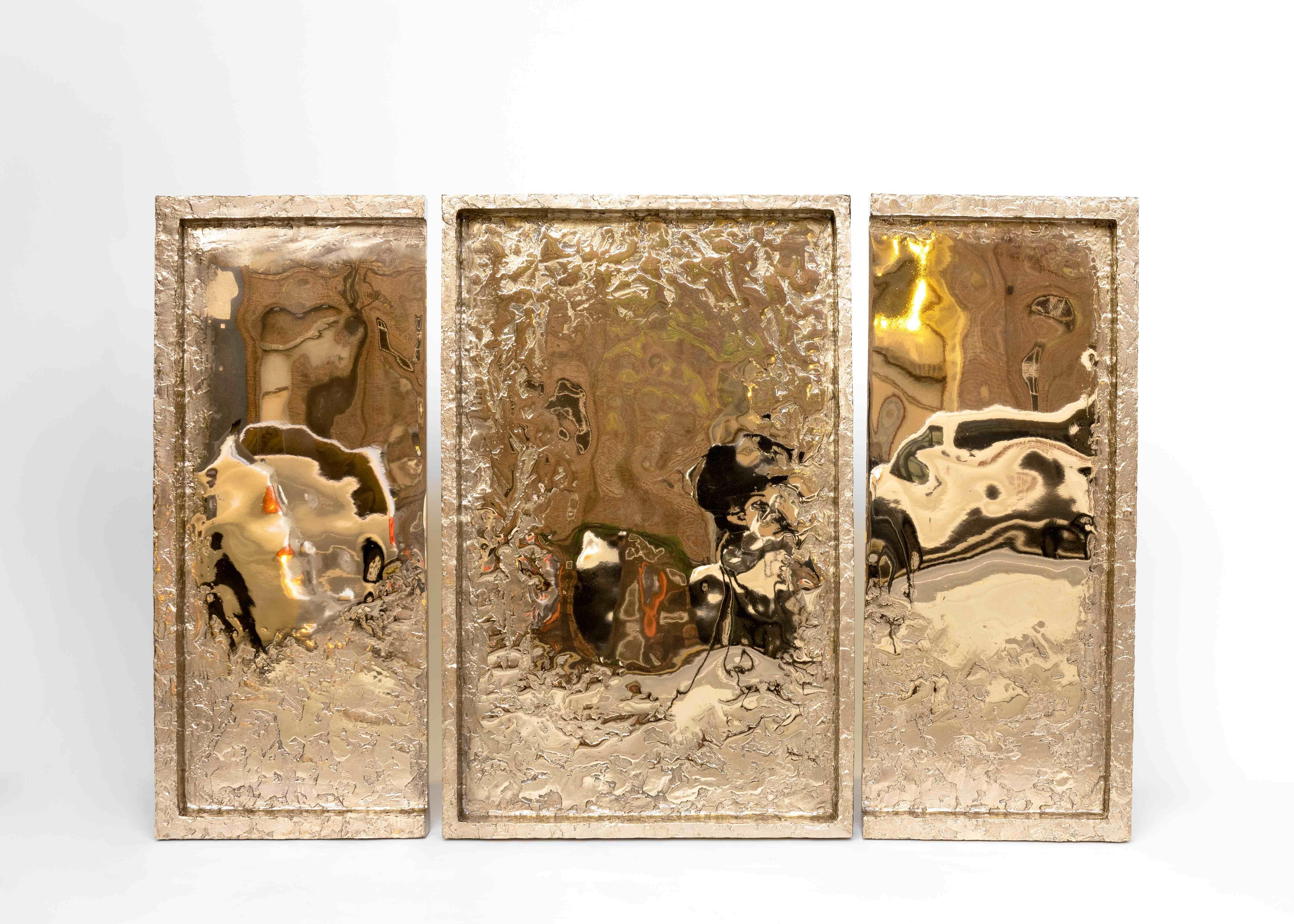 Garnier & Linker, Triptych of Sculptural Mirrors, France, 2019 In New Condition For Sale In New York, NY