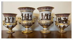 Garniture 4 jarrones o urnas de repisa de porcelana de Coalport Porcelain neoclásico Jorge III 1810