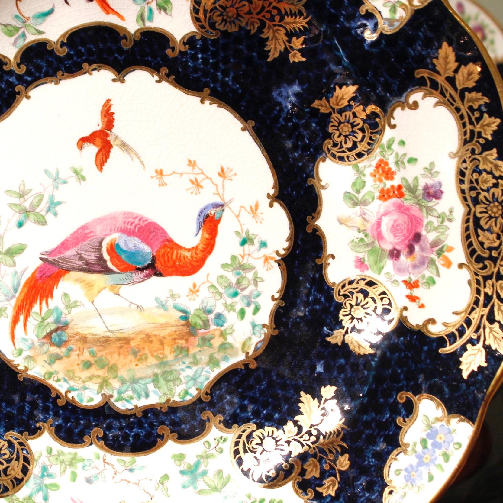 Garniture Of English “Chelsea Bird’ Pattern Porcelain- Seven Pieces For Sale 4
