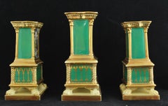 Garniture of Three Spill Vases, Painted by Lark Pratt, Minton, circa 1860