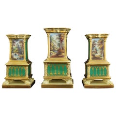Garniture of Three Spill Vases, Painted by Lark Pratt, Minton, circa 1860