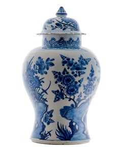 Garniture of Three Vases Cover and Two Beaker Vases Delft