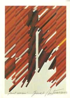 Rare carte d'invitation de galerie signée à la main par un maître lithographe - 1970 