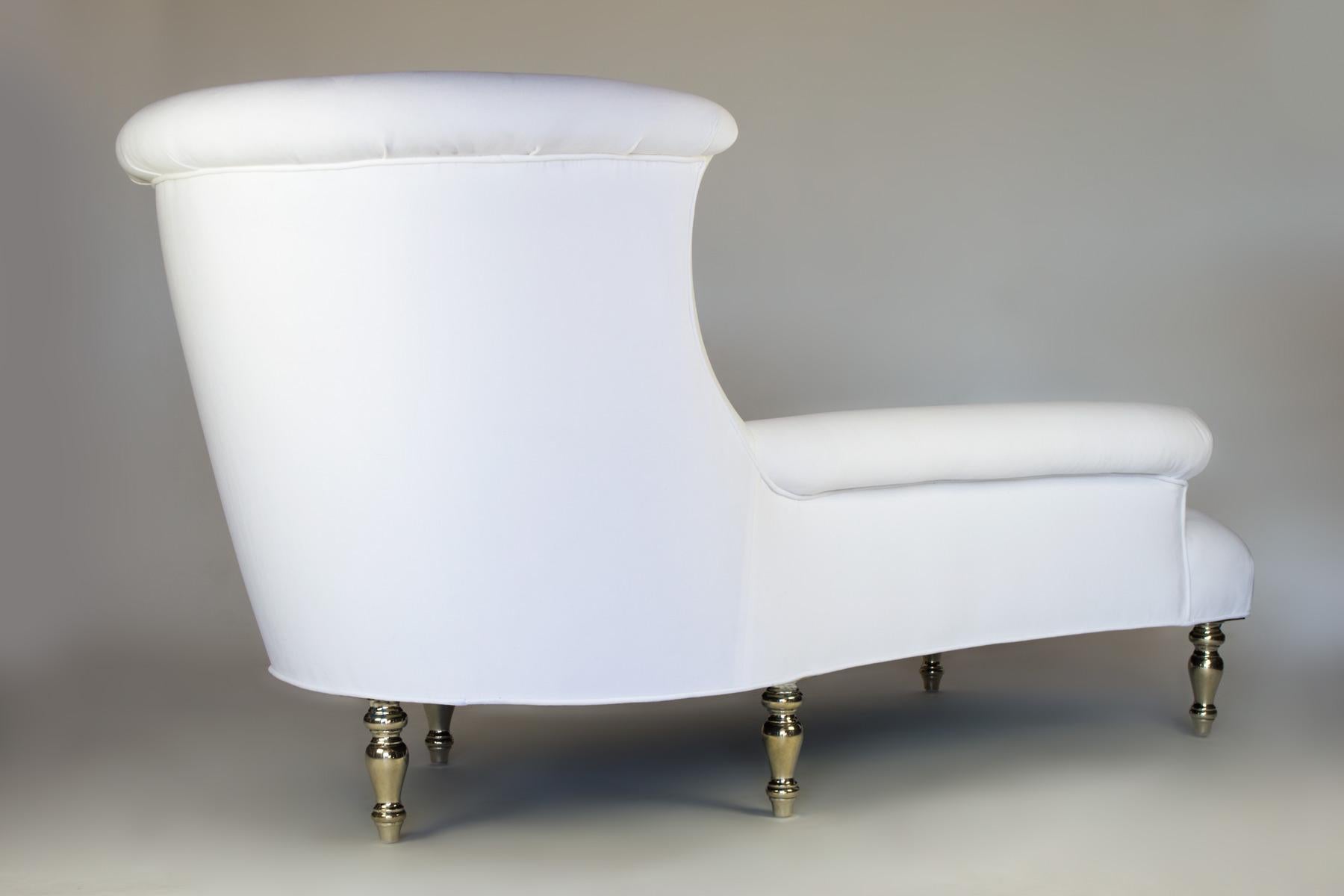 Napoleon III Garonne Primo Chaise Lounge by Bourgeois Boheme Atelier 'Silver Cast Bronze Leg' For Sale