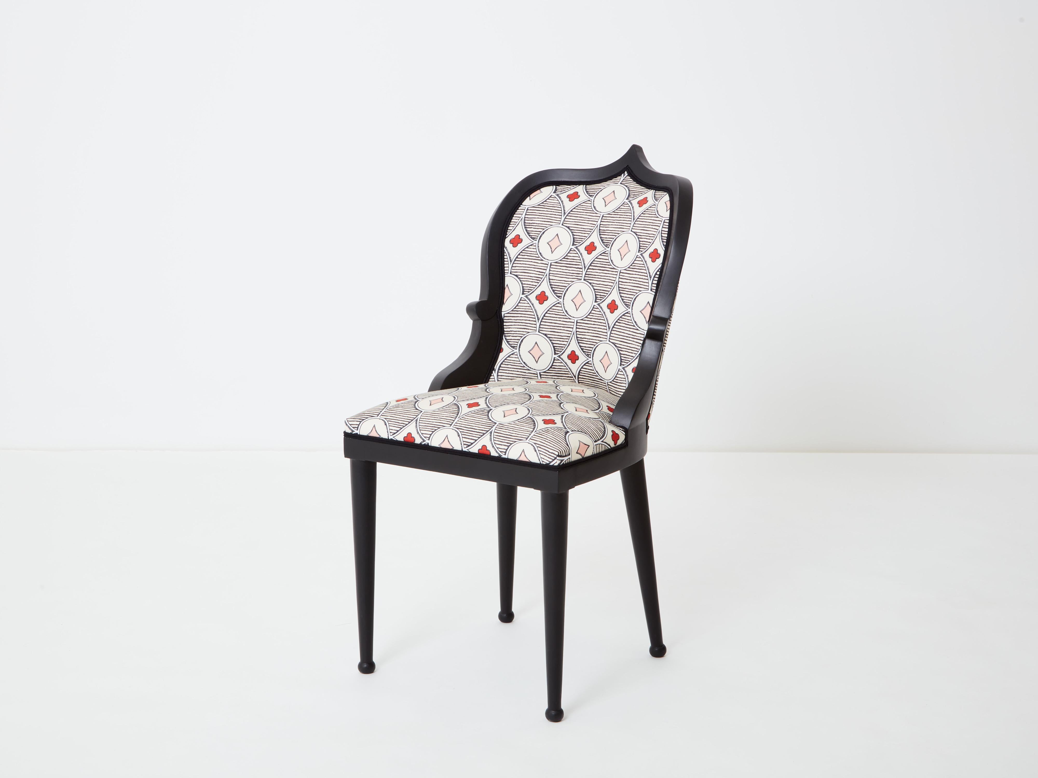Garouste & Bonetti desk chair Palace Privilege Rubelli fabric 1980 For Sale 5