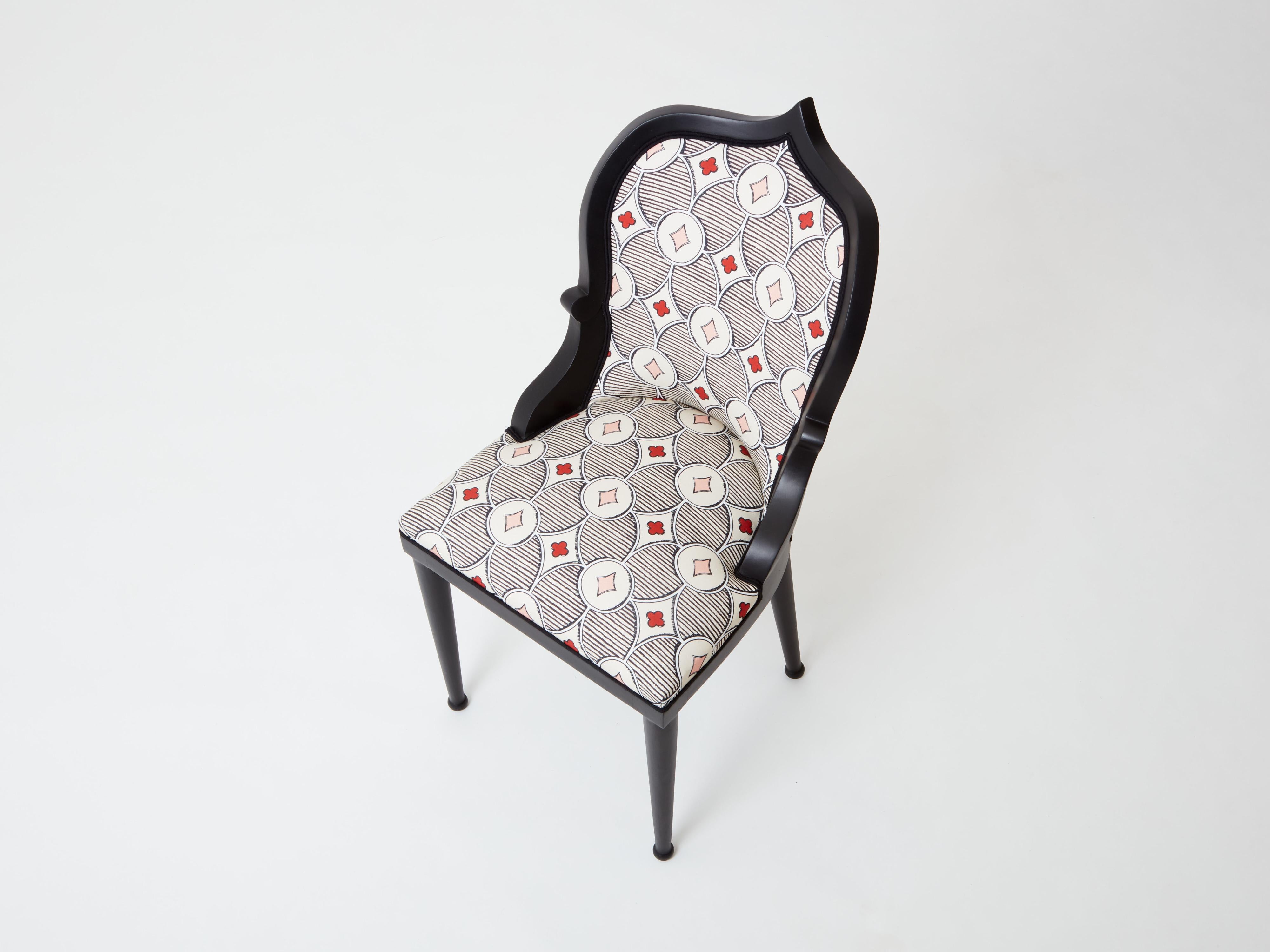 Late 20th Century Garouste & Bonetti desk chair Palace Privilege Rubelli fabric 1980 For Sale