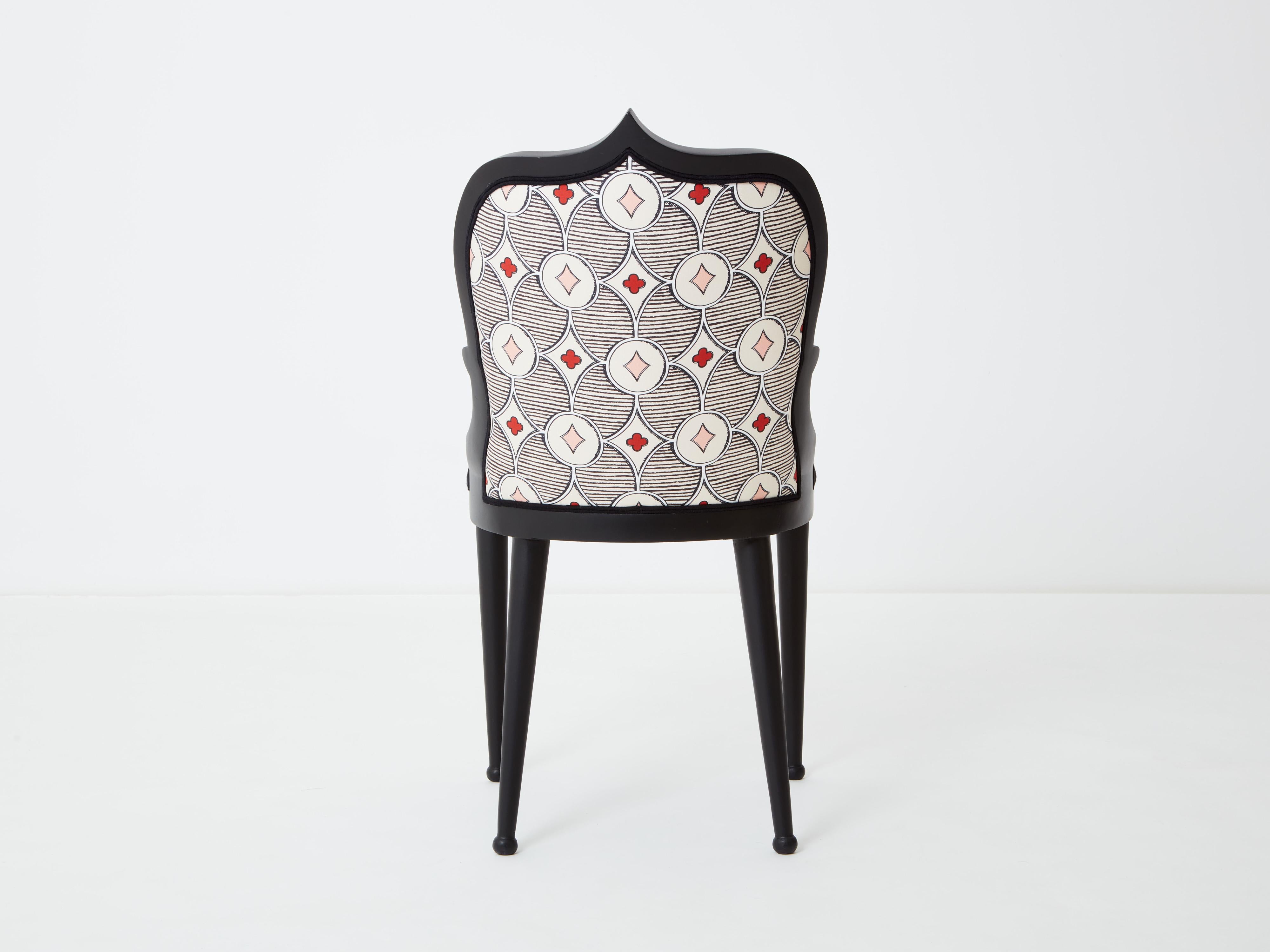 Wood Garouste & Bonetti desk chair Palace Privilege Rubelli fabric 1980 For Sale