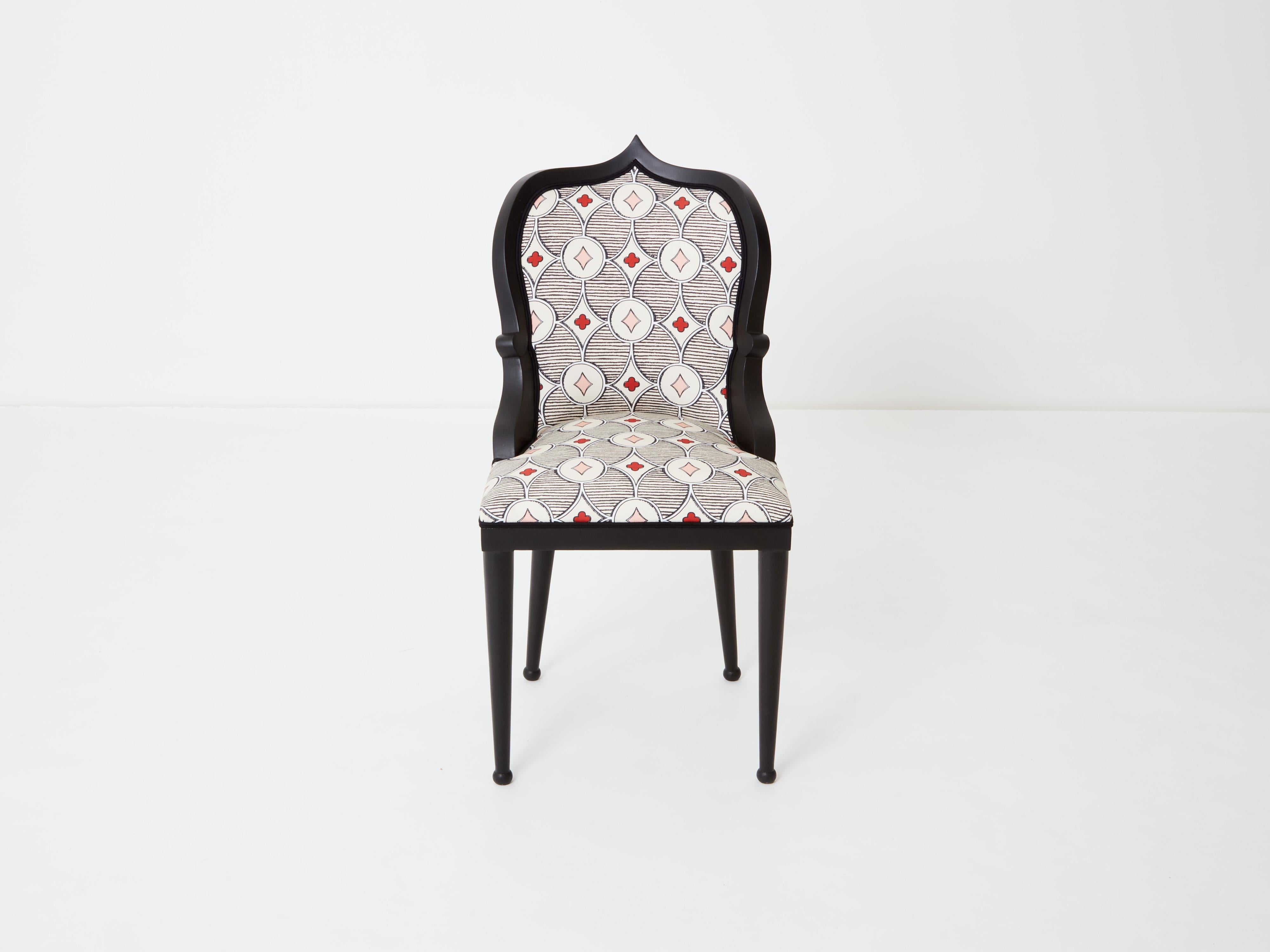 Garouste & Bonetti desk chair Palace Privilege Rubelli fabric 1980 For Sale 2