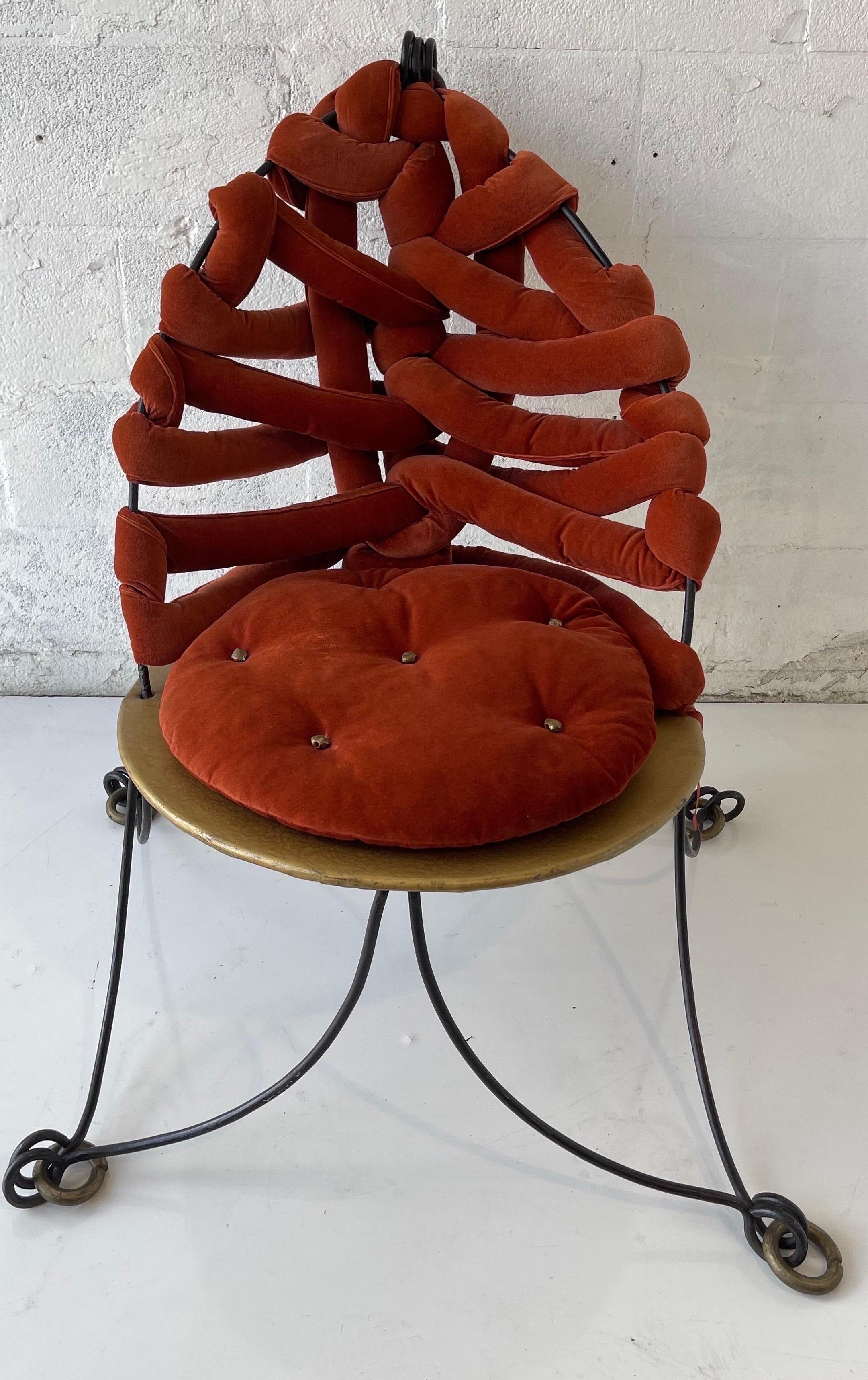  Dans le style de Garouste & Bonetti, chaise en fer forgé.