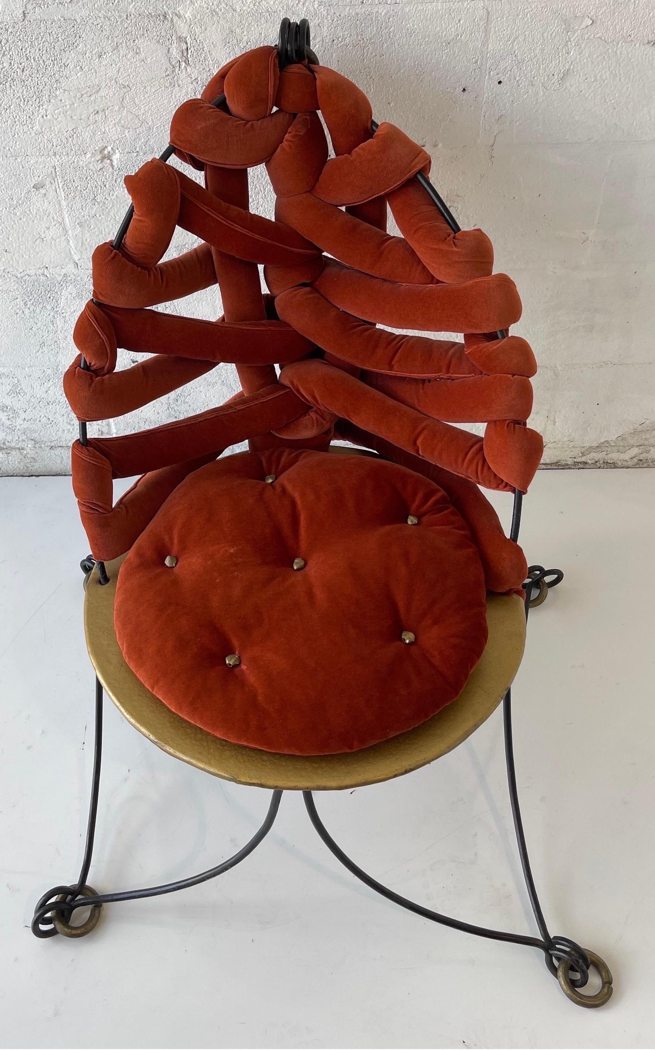 Mid-Century Modern Garouste & Bonetti style  , Wrought Iron Chair For Sale
