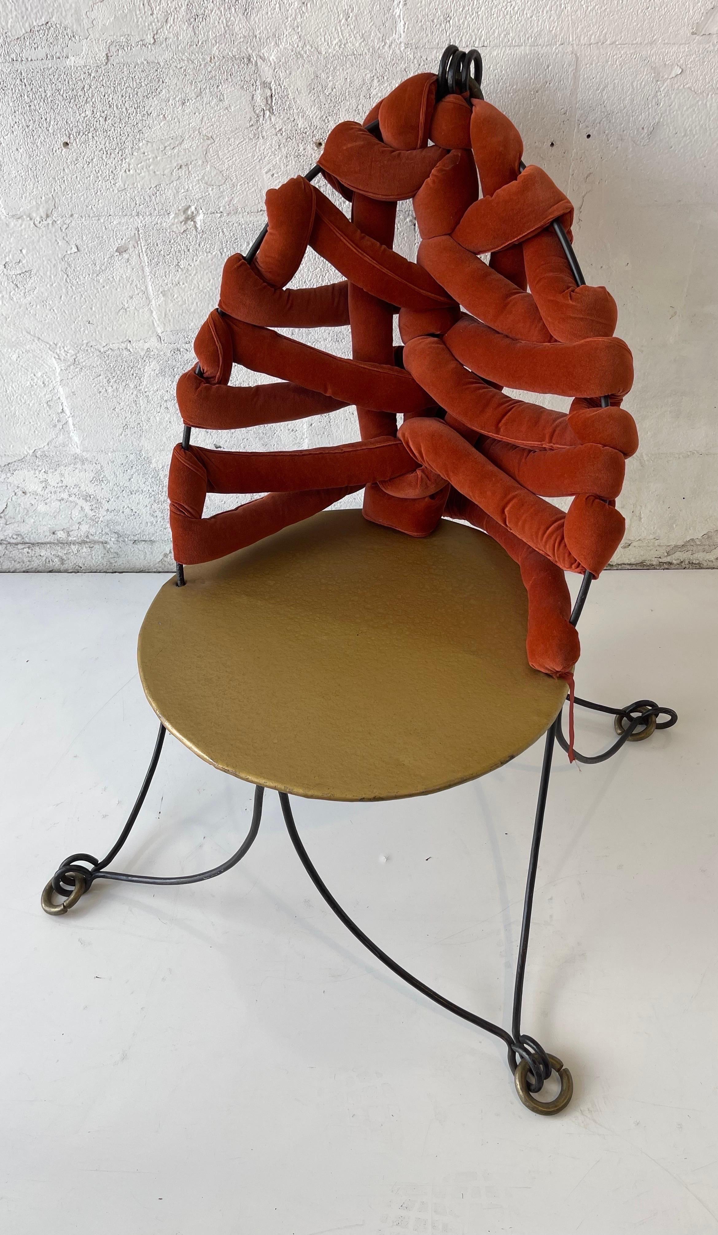 Late 20th Century Garouste & Bonetti style  , Wrought Iron Chair For Sale