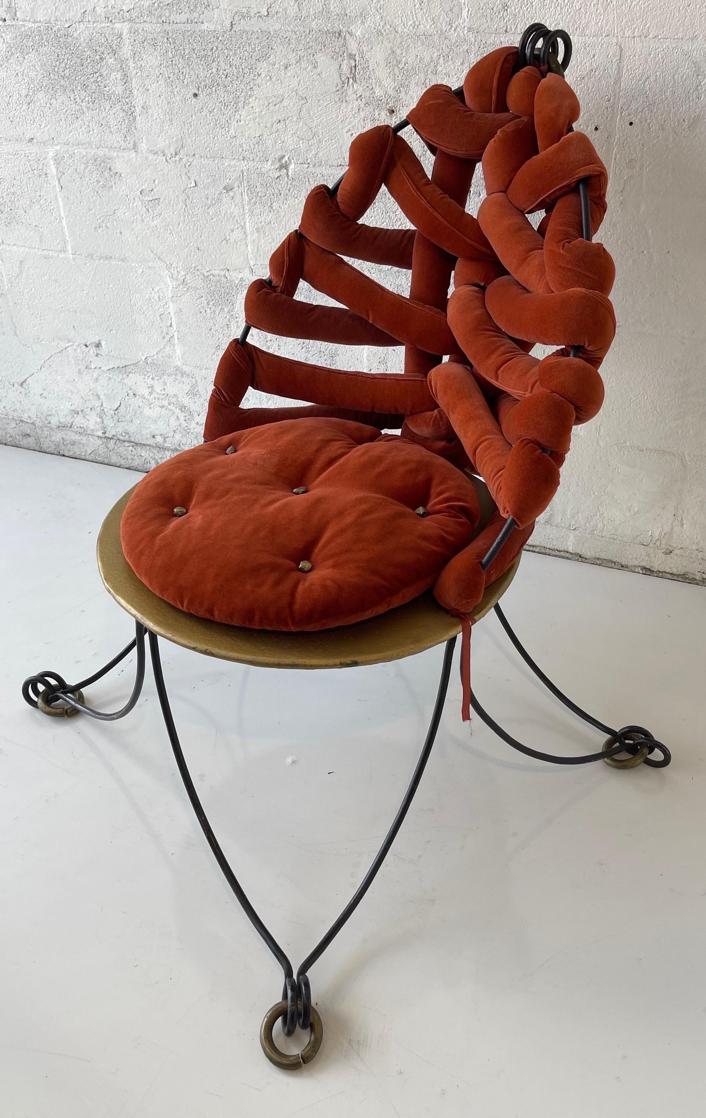 Brass Garouste & Bonetti style  , Wrought Iron Chair For Sale