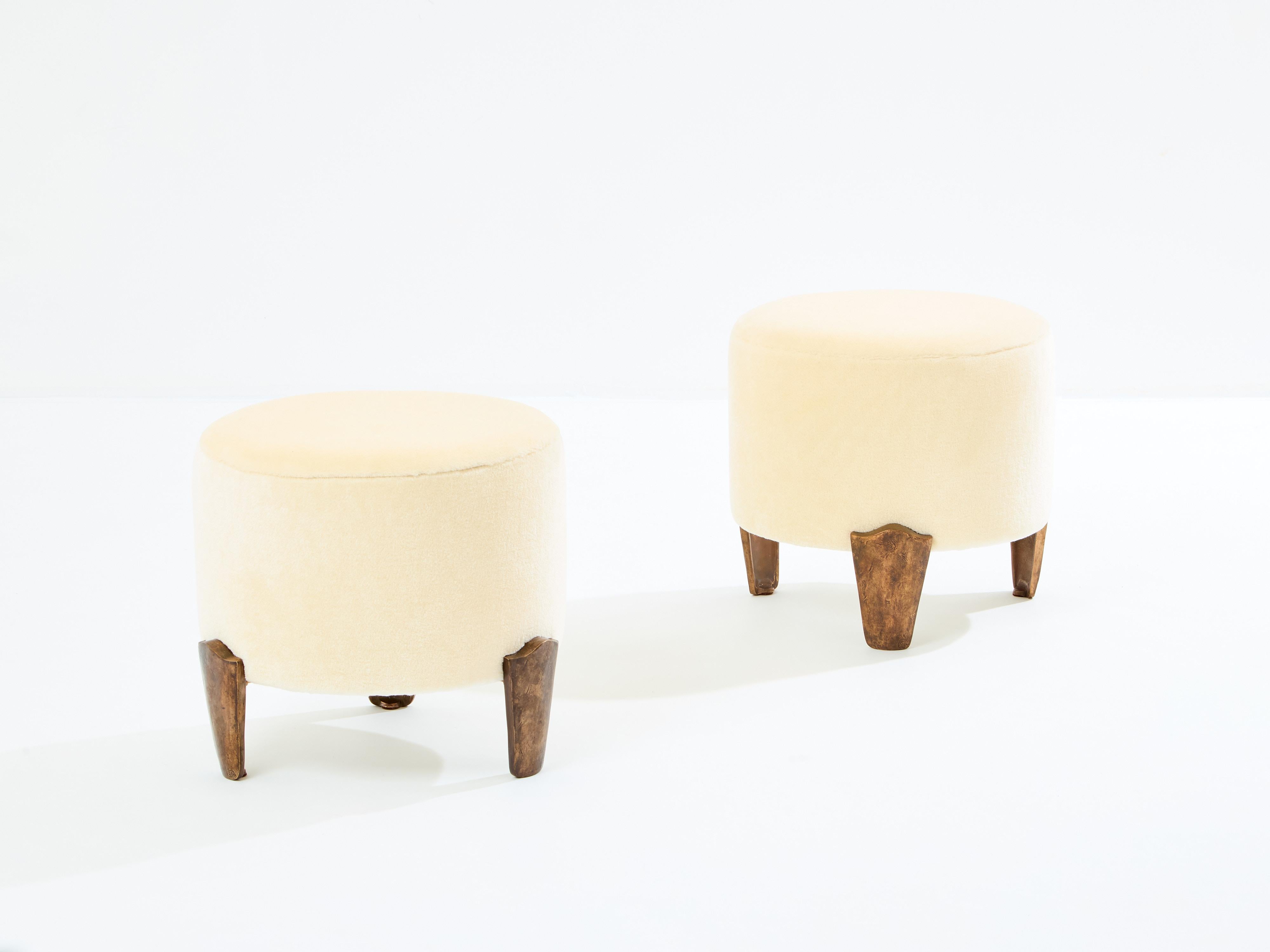 Garouste & Bonetti Koala armchairs and stools bronze mohair velvet 1995 In Good Condition In Paris, IDF