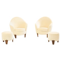 Garouste & Bonetti Koala armchairs and stools bronze mohair velvet 1995
