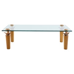 Garouste & Bonetti solid oak and bronze glass coffee table 1995