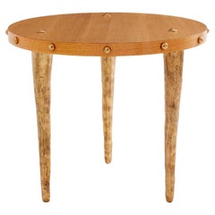 Garouste & Bonetti solid oak and patinated bronze gueridon table 1987