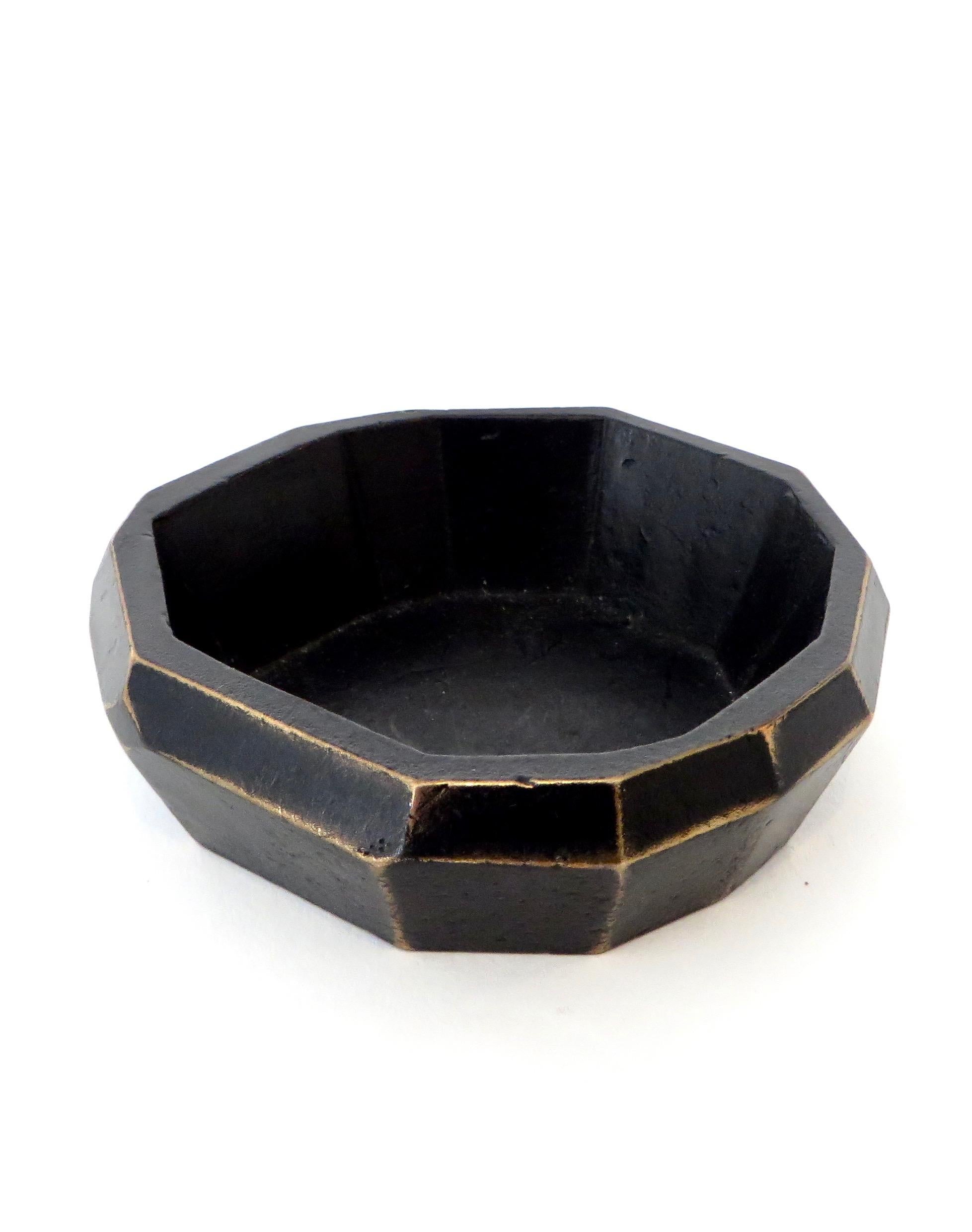 French artists and designers, Garouste et Bonetti abstract form bronze vide poche or small bowl for H Blome 1999 with original box. 
Signed and dated.