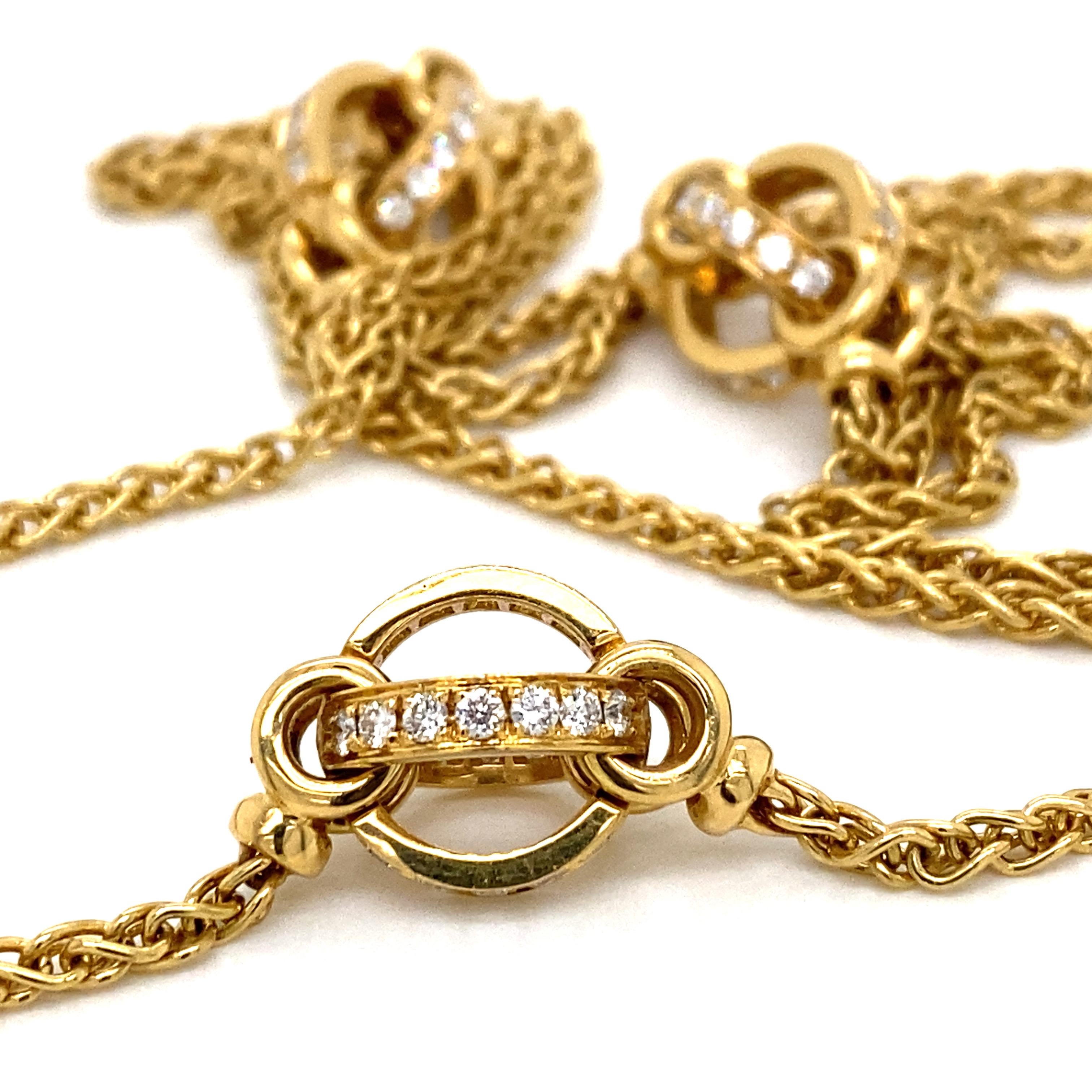 Garrad Jewel of Ocean Diamant-Halskette mit langem Station aus 18 Karat Gelbgold (Rundschliff) im Angebot
