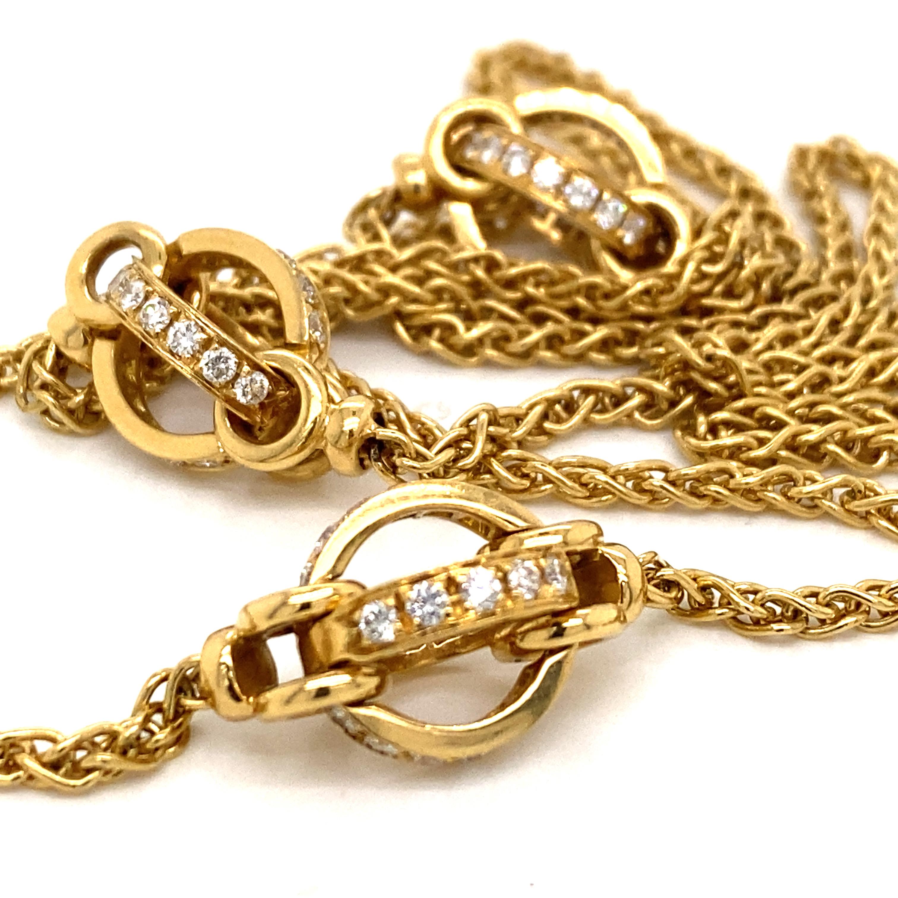 Garrad Jewel of Ocean Diamant-Halskette mit langem Station aus 18 Karat Gelbgold im Angebot 2