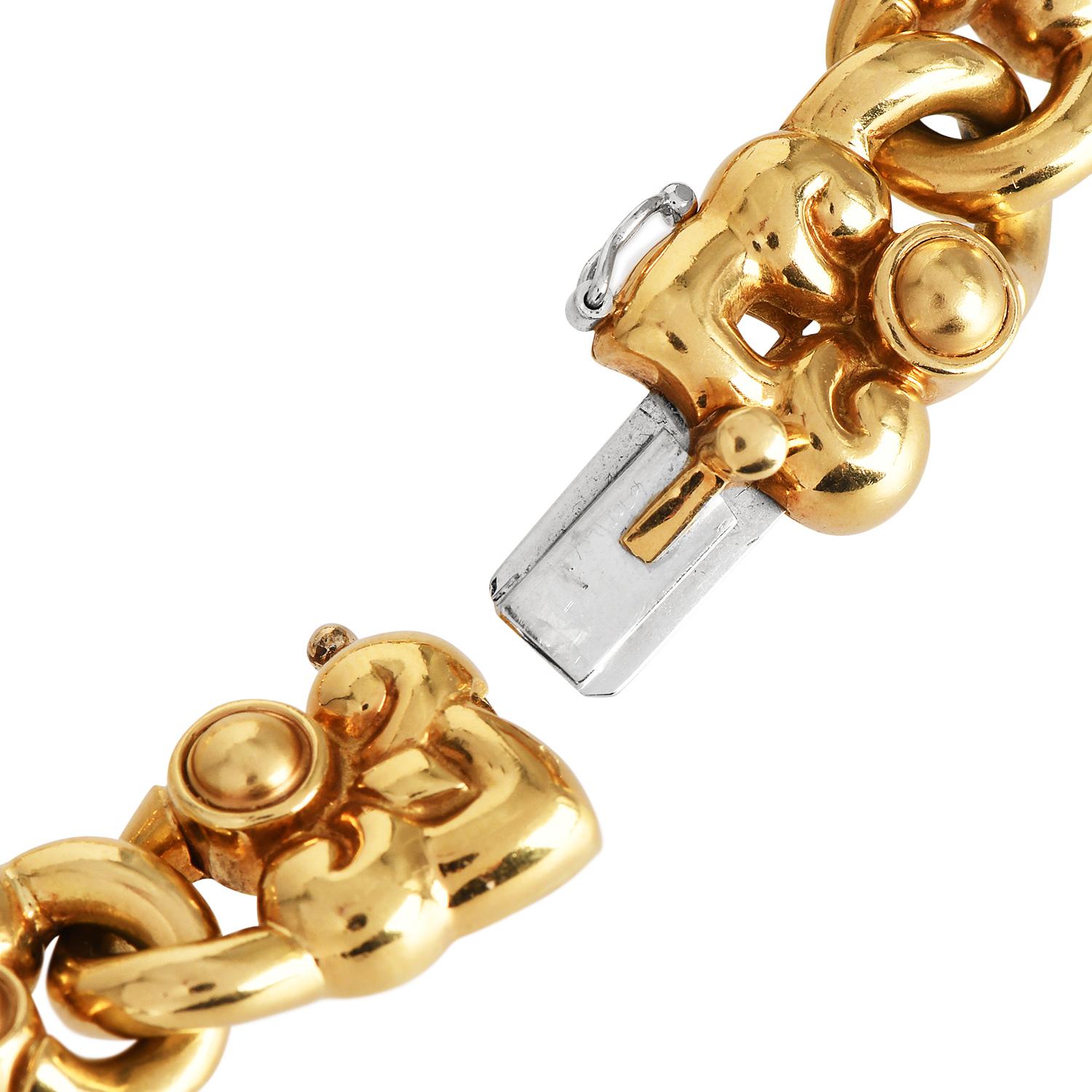 Garrads London Fleur De Lis 18K Gold Link Statement Bracelet 1
