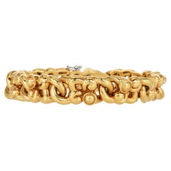 Garrads London Fleur De Lis 18K Gold Link Statement Bracelet