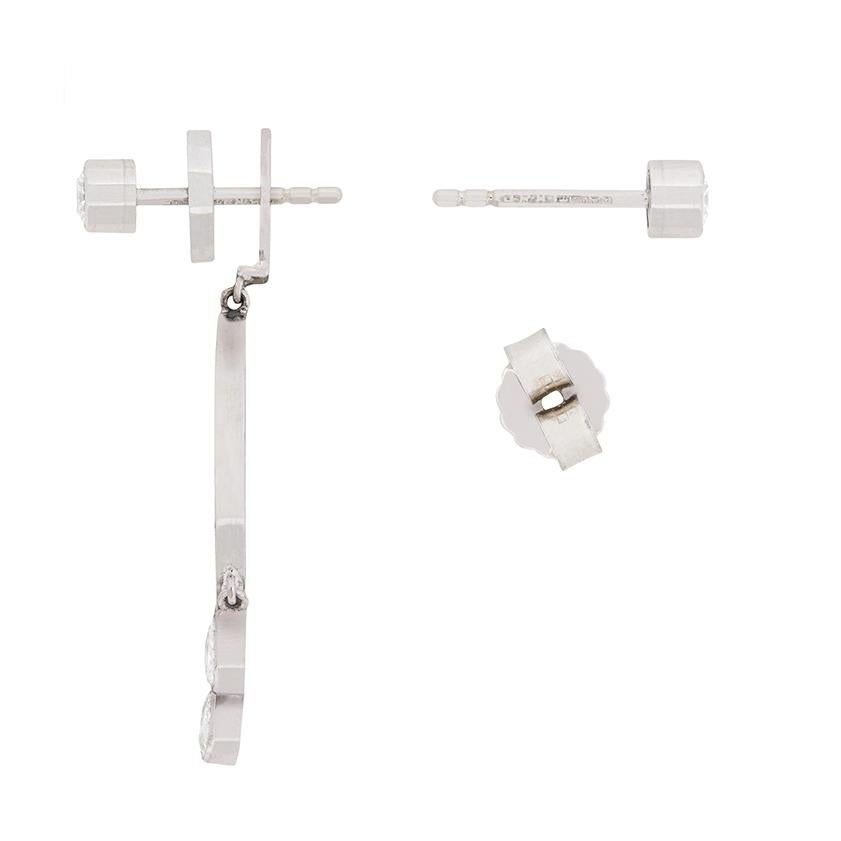 Women's or Men's Garrard 1.71ct Diamond Drop and Stud Earrings For Sale