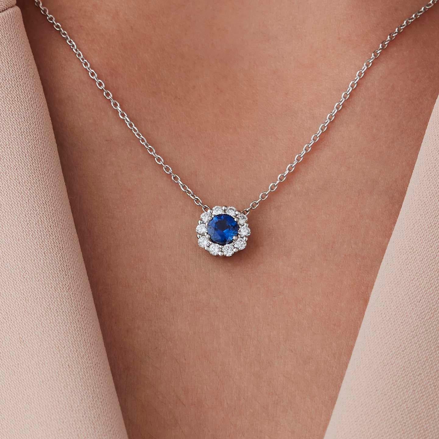 Modern Garrard '1735' Platinum GIA Certified Blue Sapphire and White Diamond Pendant For Sale