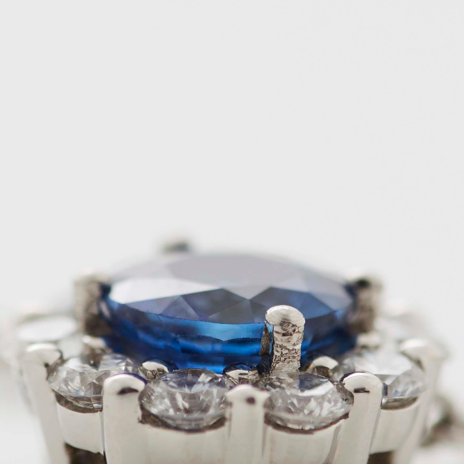Women's or Men's Garrard '1735' Platinum GIA Certified Blue Sapphire and White Diamond Pendant