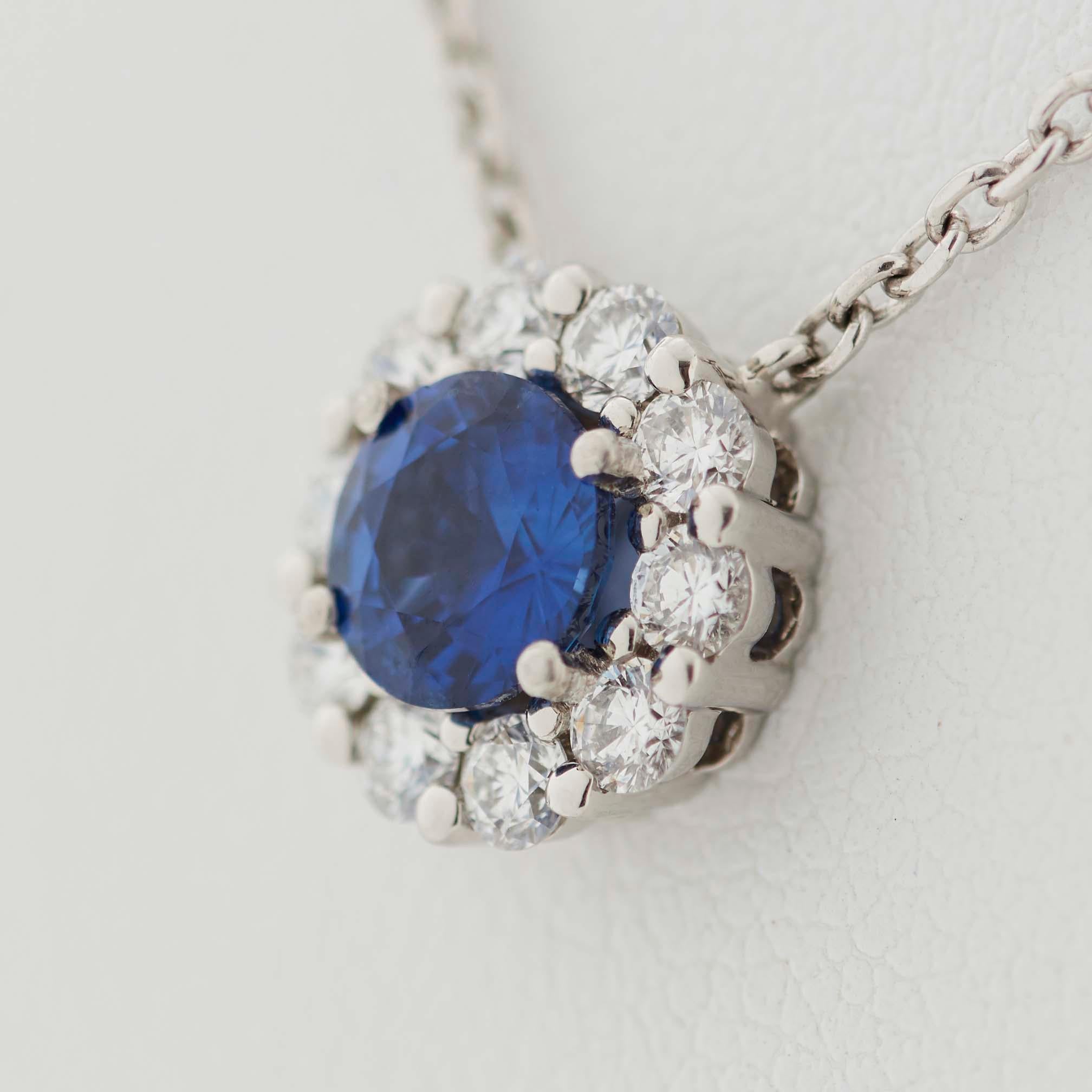 Garrard '1735' Platinum GIA Certified Blue Sapphire and White Diamond Pendant 1