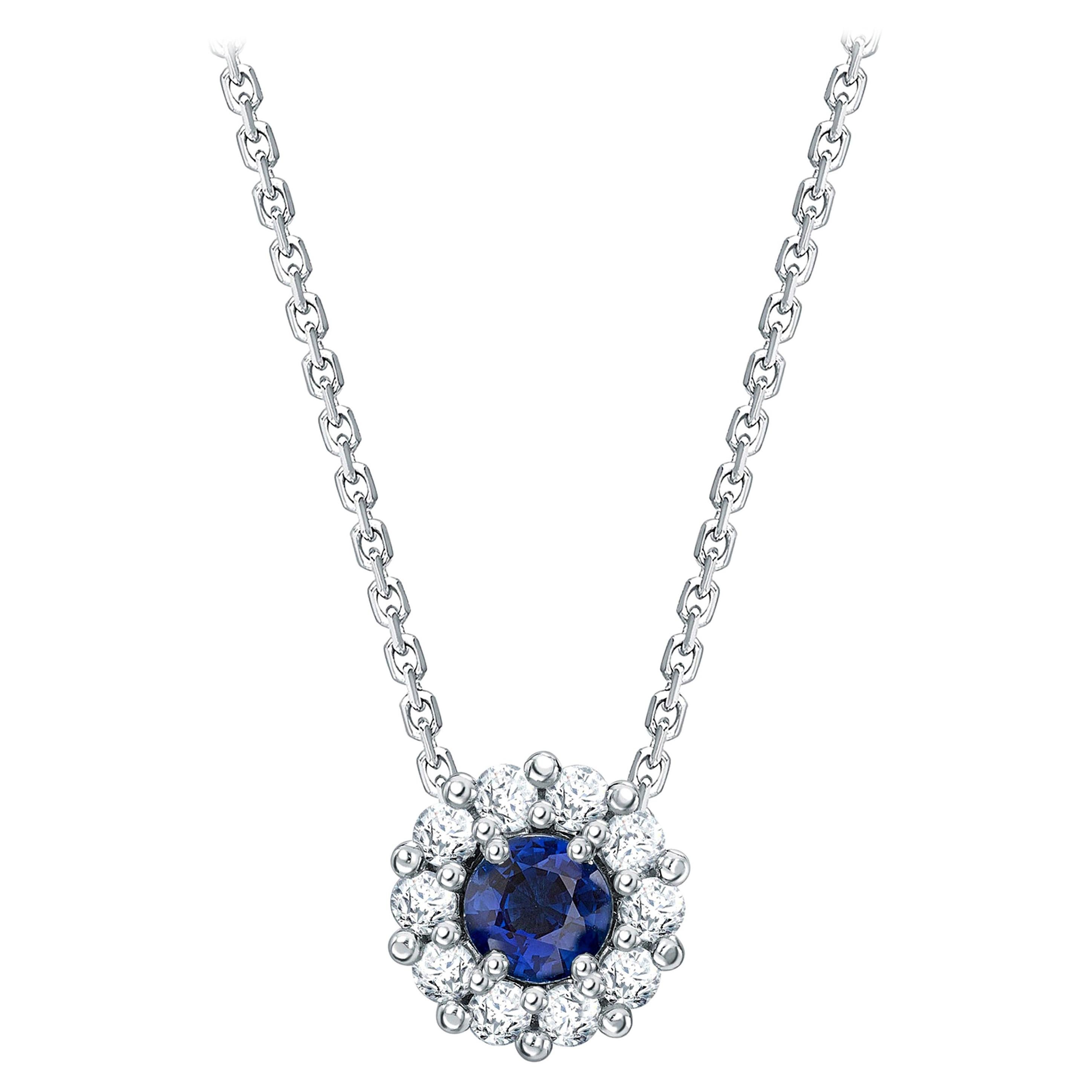 Garrard '1735' Platinum GIA Certified Blue Sapphire and White Diamond Pendant For Sale