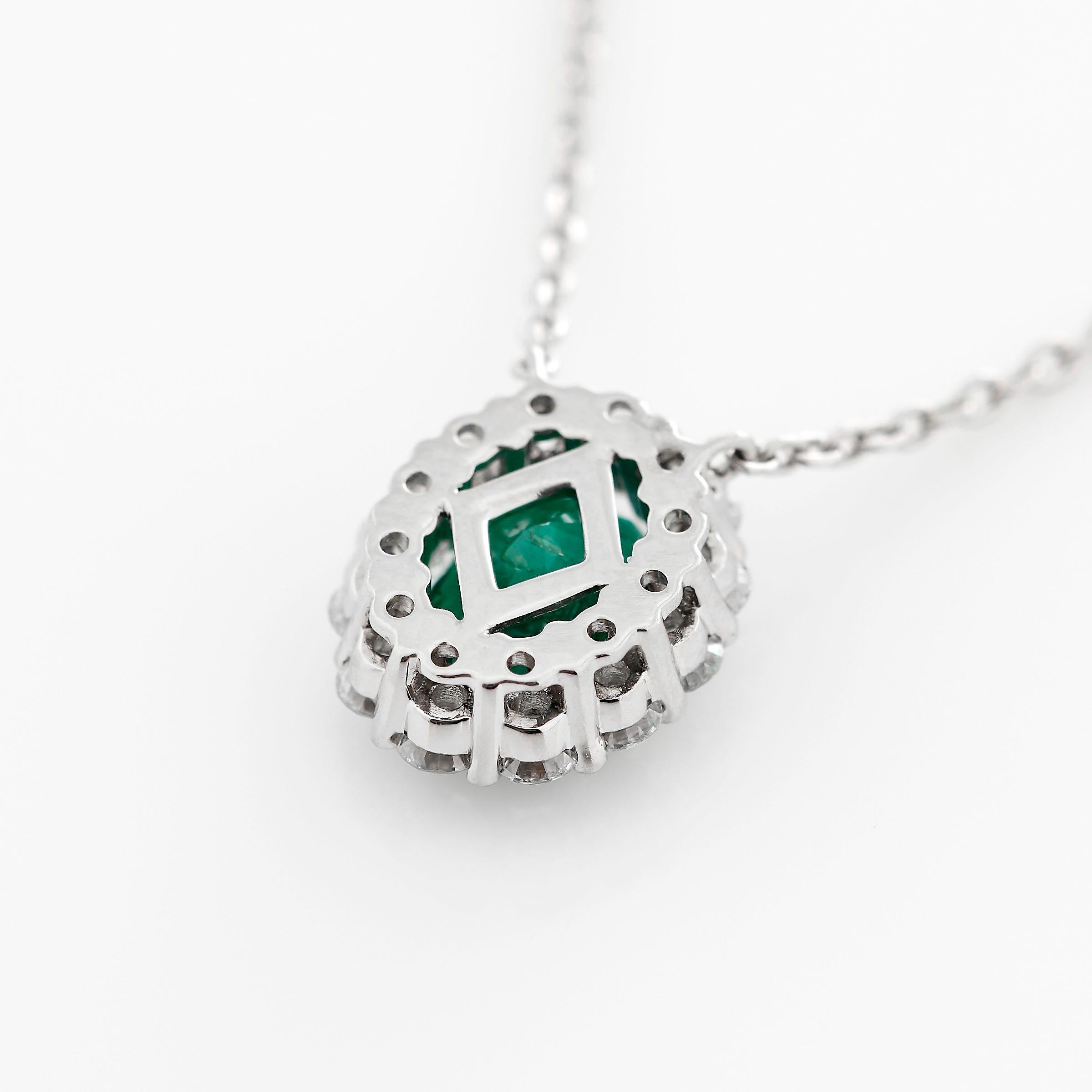 Garrard '1735' Platinum GIA Oval Emerald Round White Diamond Drop Pendant In New Condition For Sale In London, London