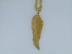 Garrard 18 Carat Yellow Gold and White and Yellow Diamond Wings Pendant Necklace