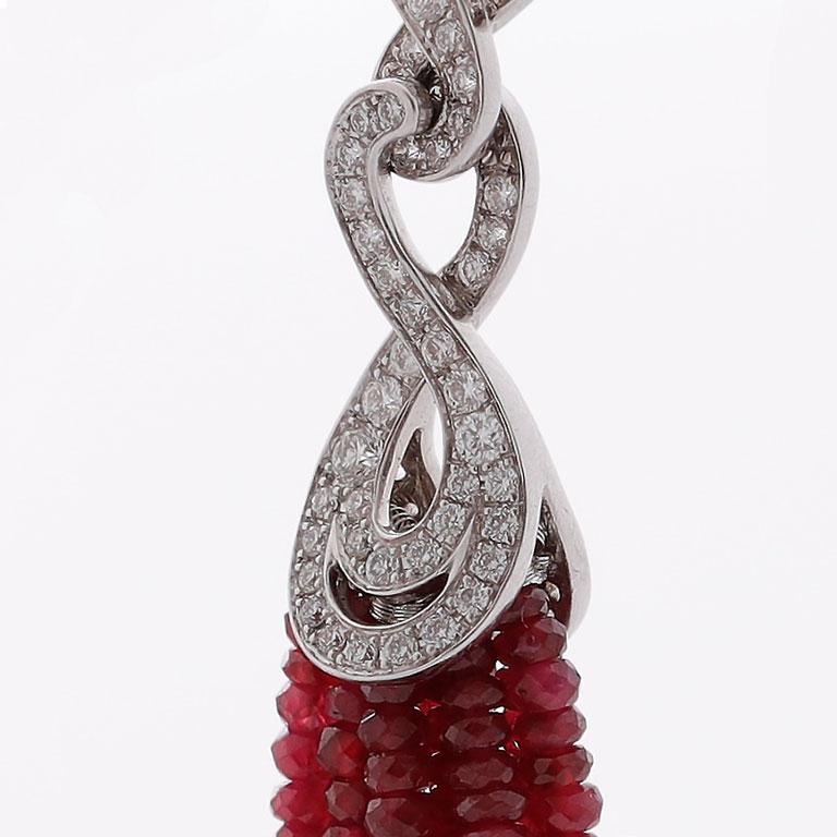 Garrard 'Entanglement' 18 Karat Gold Ruby Bead and Diamond Tassel Drop Pendant For Sale 9