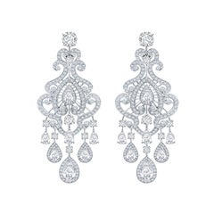 Garrard Bridal 18 Karat White Gold GIA Certified Diamond Chandelier Earrings