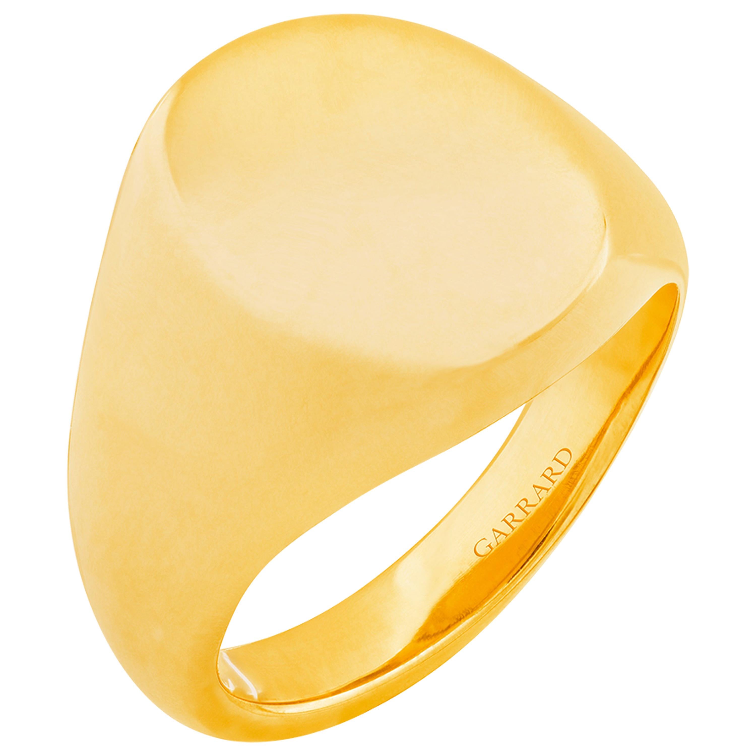 Garrard 18 Karat Yellow Gold Large Oval Signet Ring For Sale