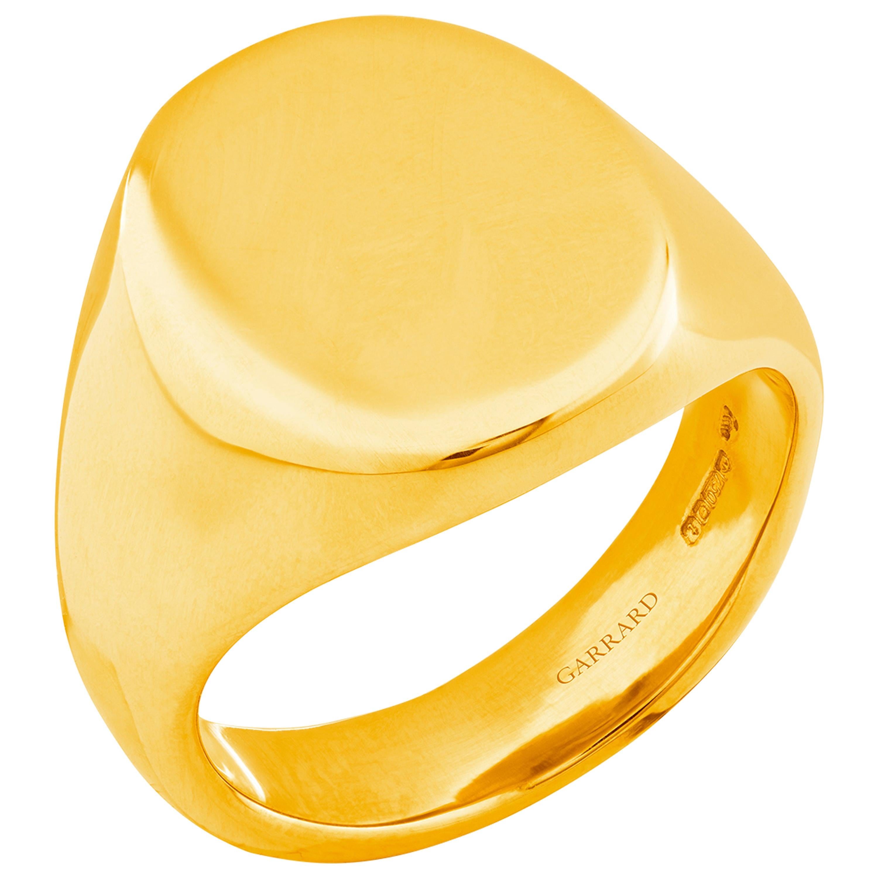 Garrard 18 Karat Yellow Gold Medium Oval Signet Ring For Sale