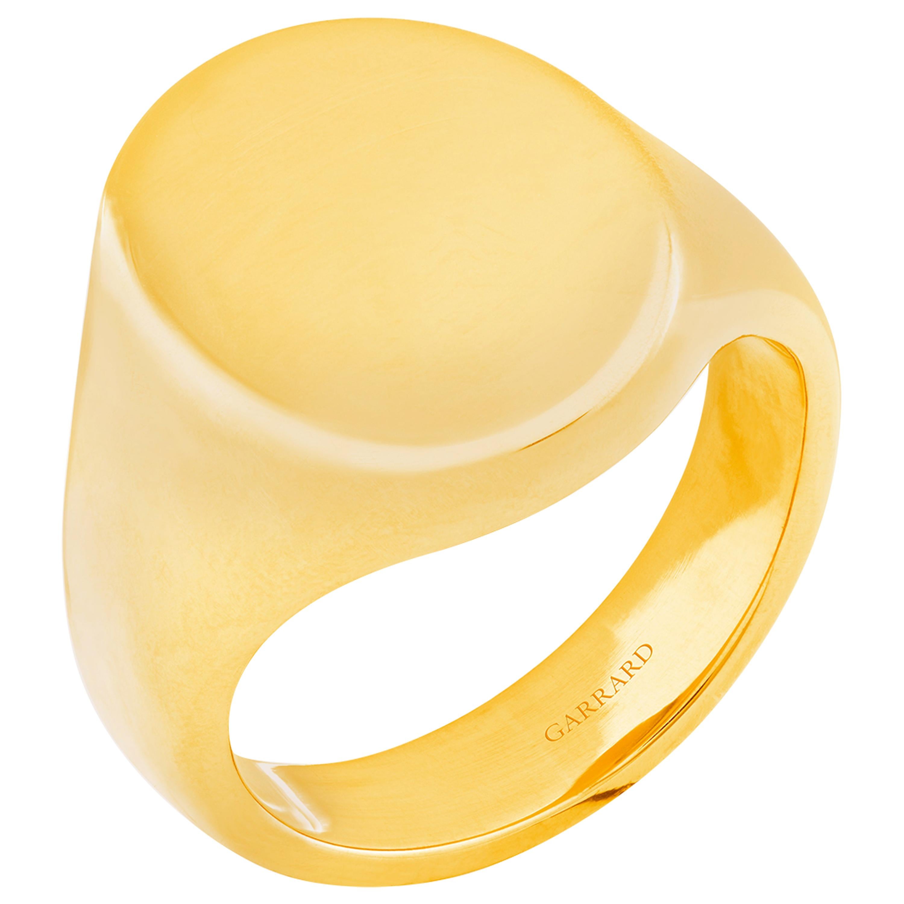 Garrard 18 Karat Yellow Gold Small Oval Signet Ring For Sale