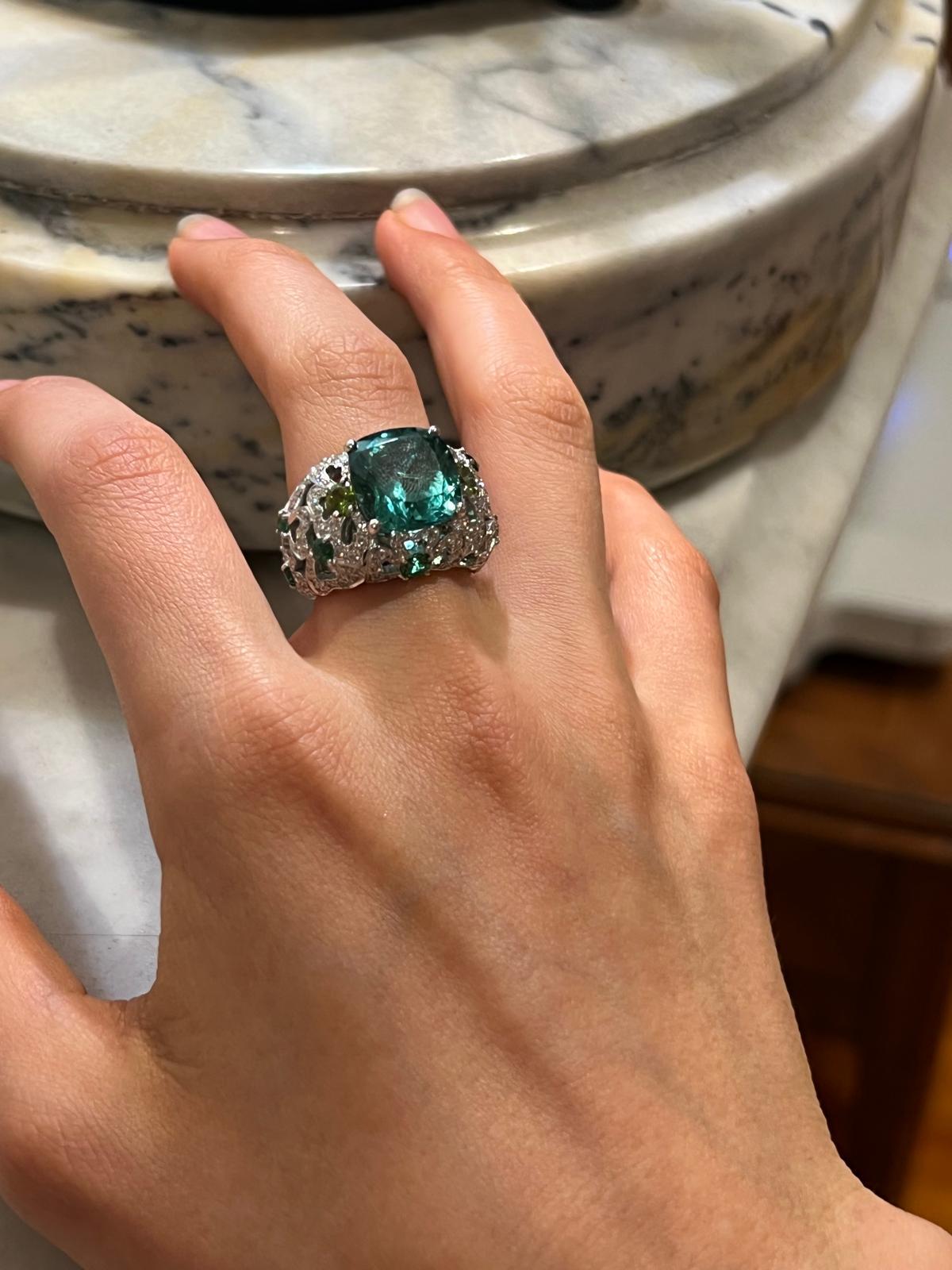 Garrard 18ct White Gold Bombé Cocktail Ring 11.47ct 15
