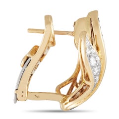 Garrard 18K Yellow Gold 1.20 Ct Diamond and Sapphire Earrings