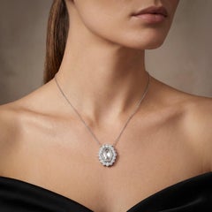 Garrard 18KT White Gold GIA 2.98ct Diamond Pendant Necklace