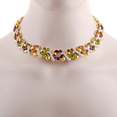 Garrard 3.70 Carat Diamond and Multi-Gem 18 Karat Gold Necklace