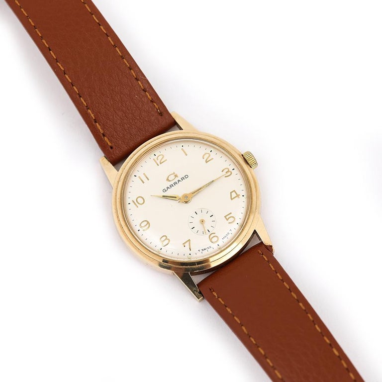 Garrard 9 Karat Gold Gents Swiss Mechanical Wristwatch Original Box ...