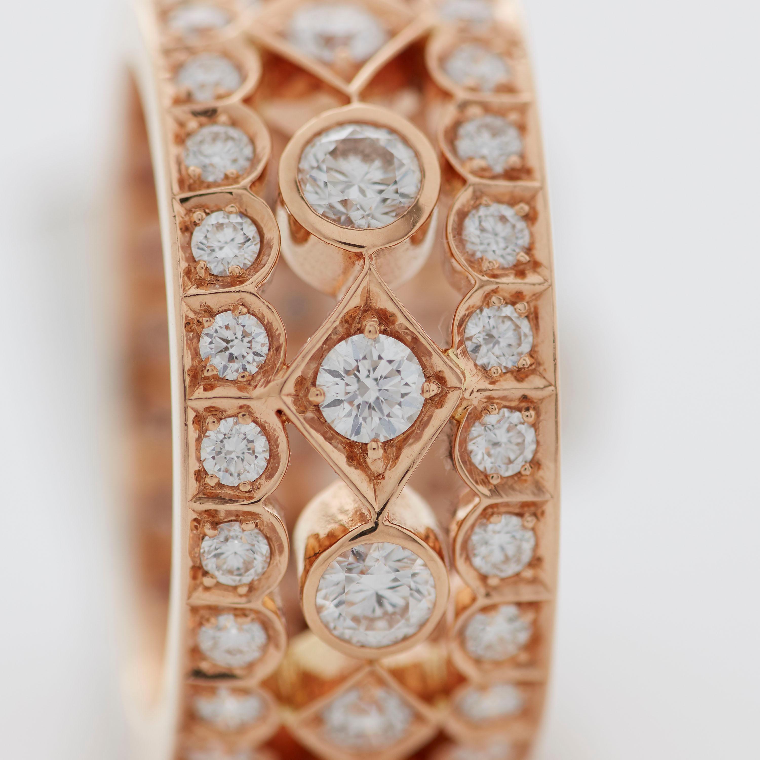 Women's Garrard 2.45cts 'Albemarle' 18 Karat Rose Gold Diamond Cocktail Ring For Sale