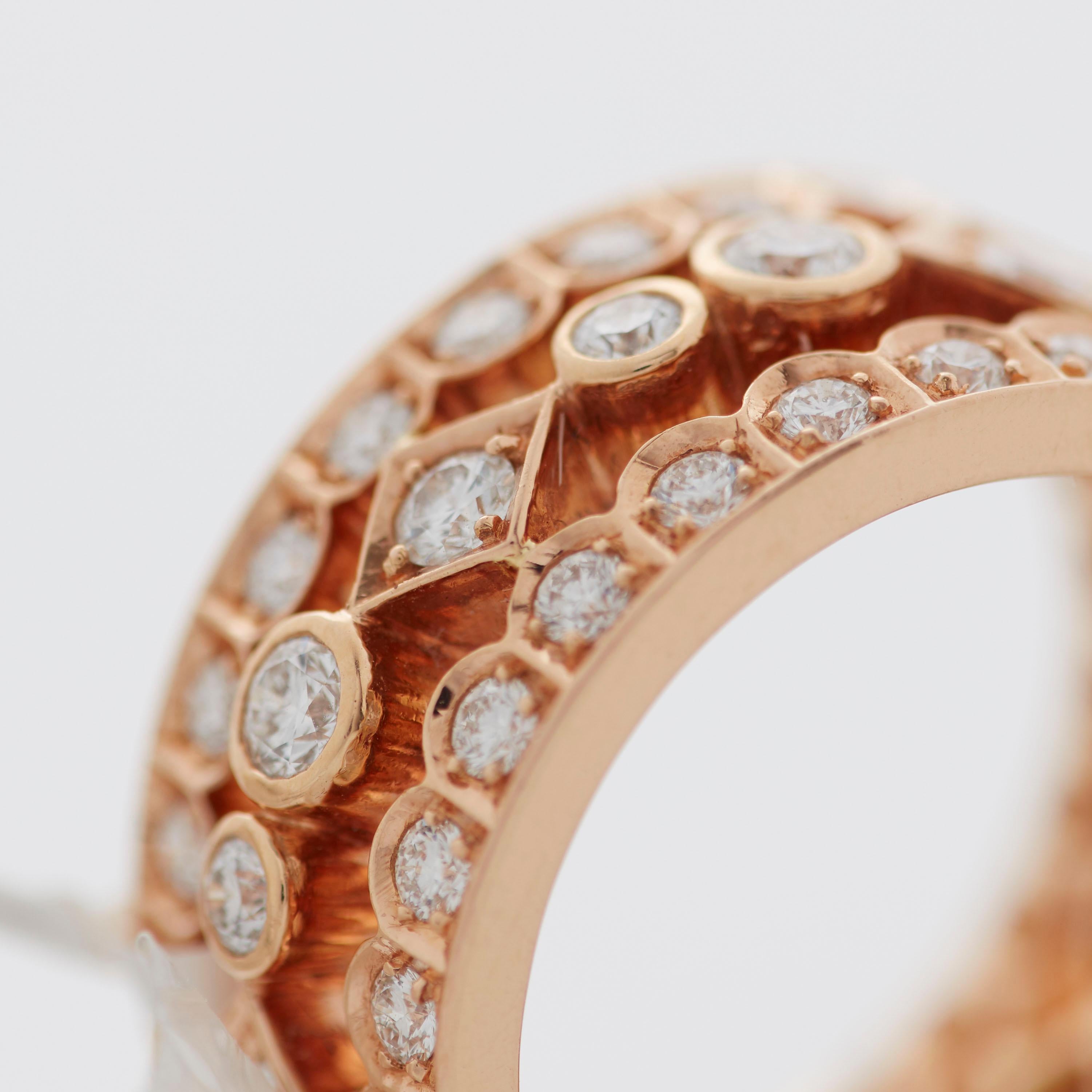 Garrard 2.45cts 'Albemarle' 18 Karat Rose Gold Diamond Cocktail Ring For Sale 3