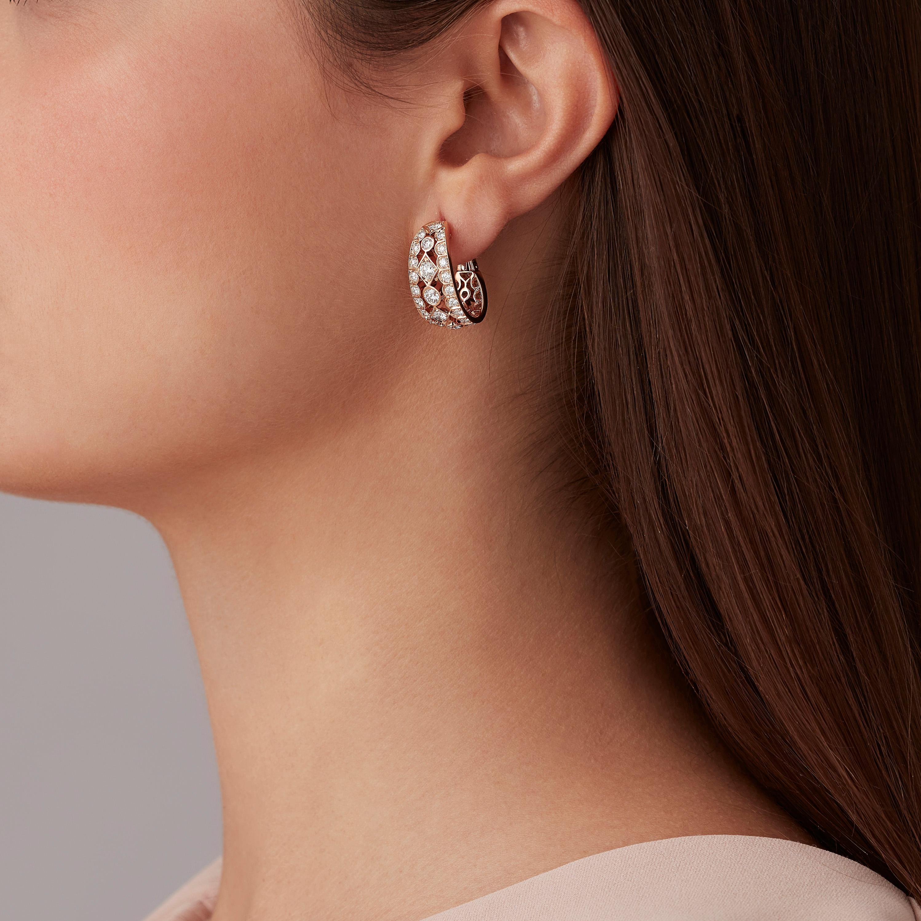 Modern Garrard 'Albemarle' 18 Karat Rose Gold White Diamond Earrings For Sale