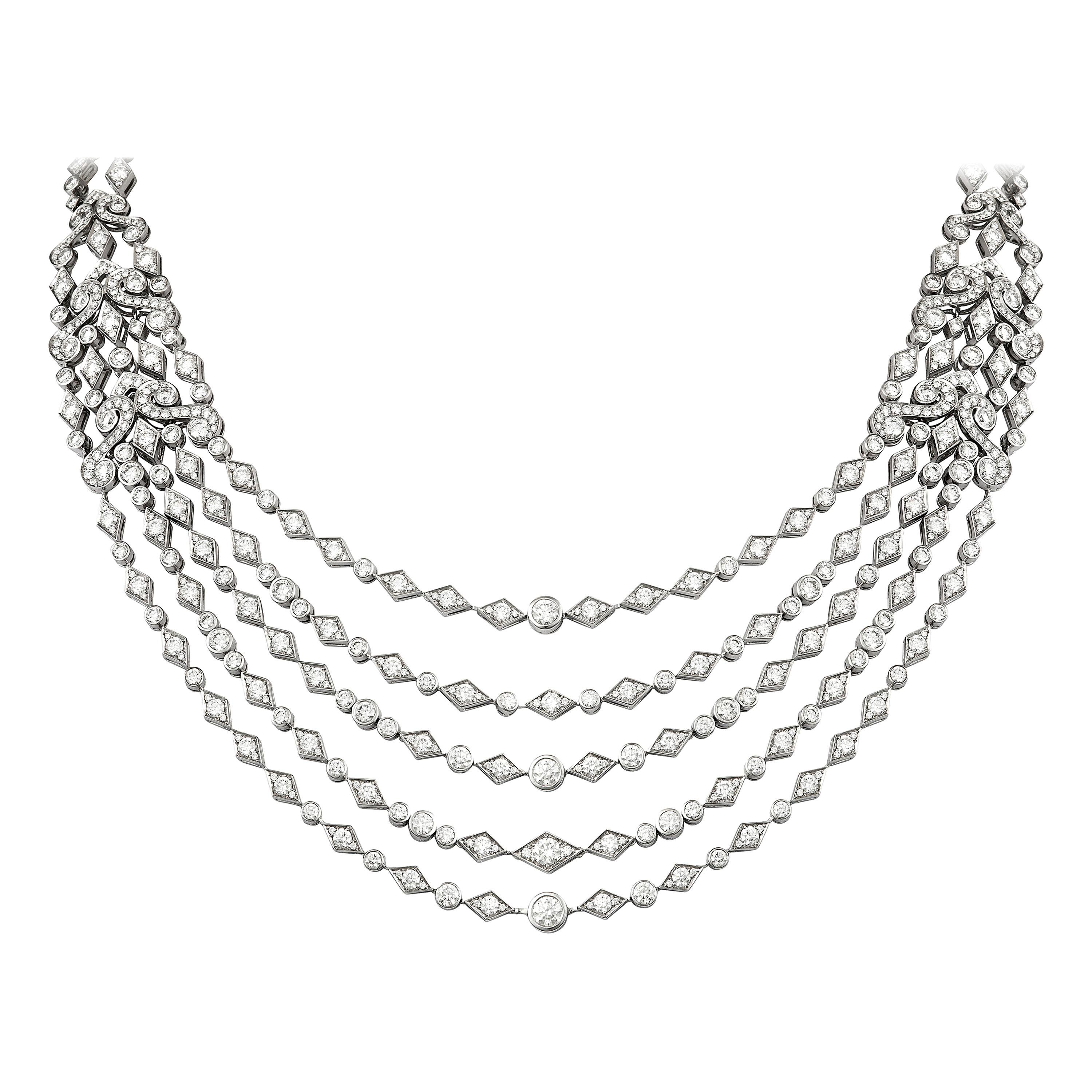 Garrard High Jewellery Iconic Albemarle 21.14ct White Diamond Five-Row Necklace
